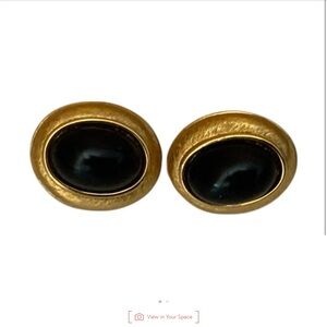 Napier Gold and Black Clip-On Earrings